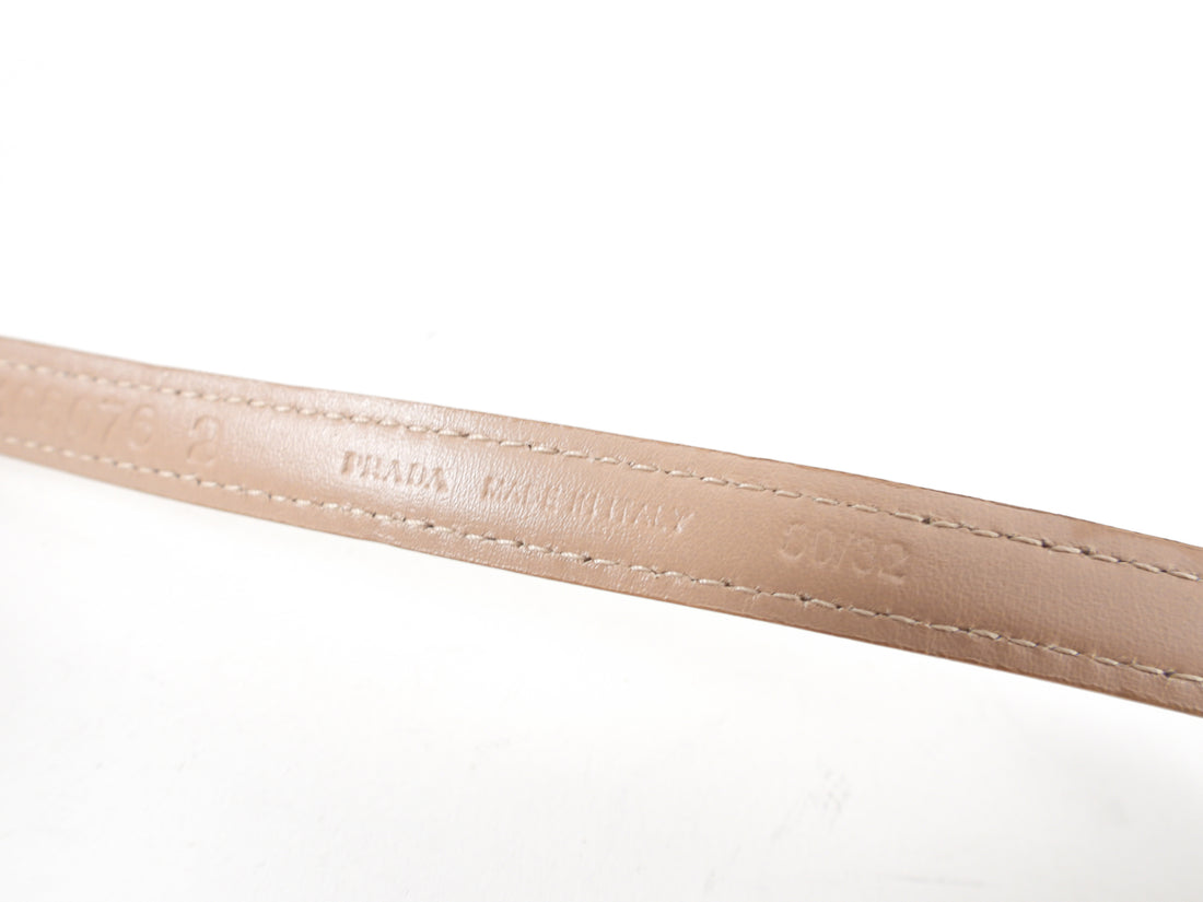 Prada Beige Patent Skinny Bow Belt - 80 / 32