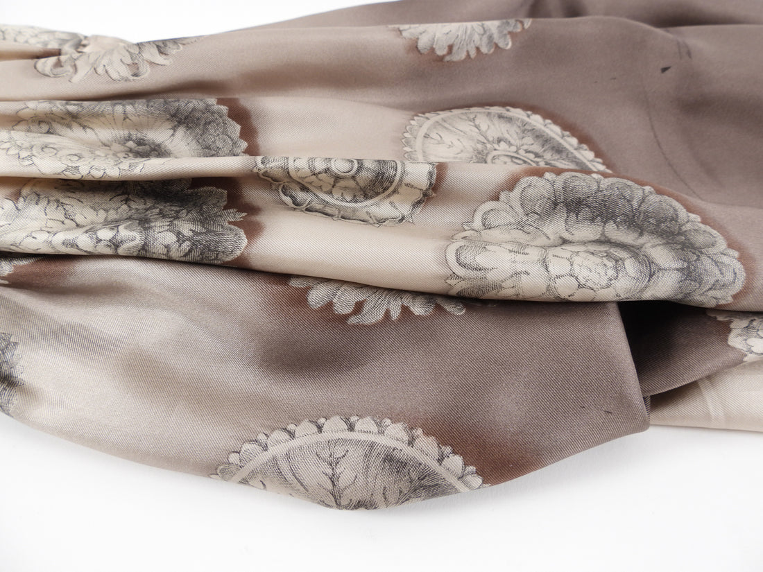 Prada Taupe Silk Sleeveless Pattern Dress - IT38 / USA 2