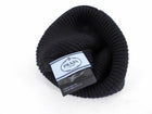 Prada 2018 Blue Rubber Logo Patch Black Wool Beanie - XS