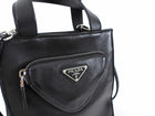 Prada Black Nappa Small Triangle Pocket Vertical Two Way Tote Bag