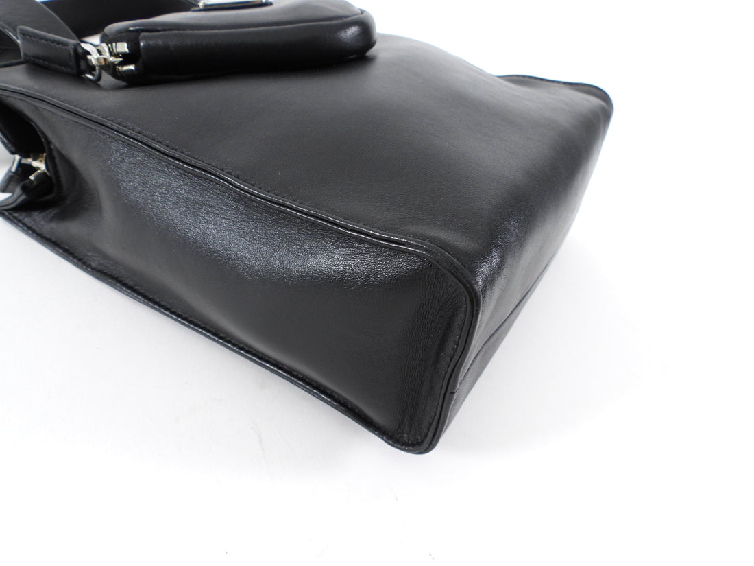 Prada Black Nappa Small Triangle Pocket Vertical Two Way Tote Bag