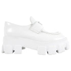 Prada White Leather Monolith Lug Sole Loafers - 38.5 / US 8.5