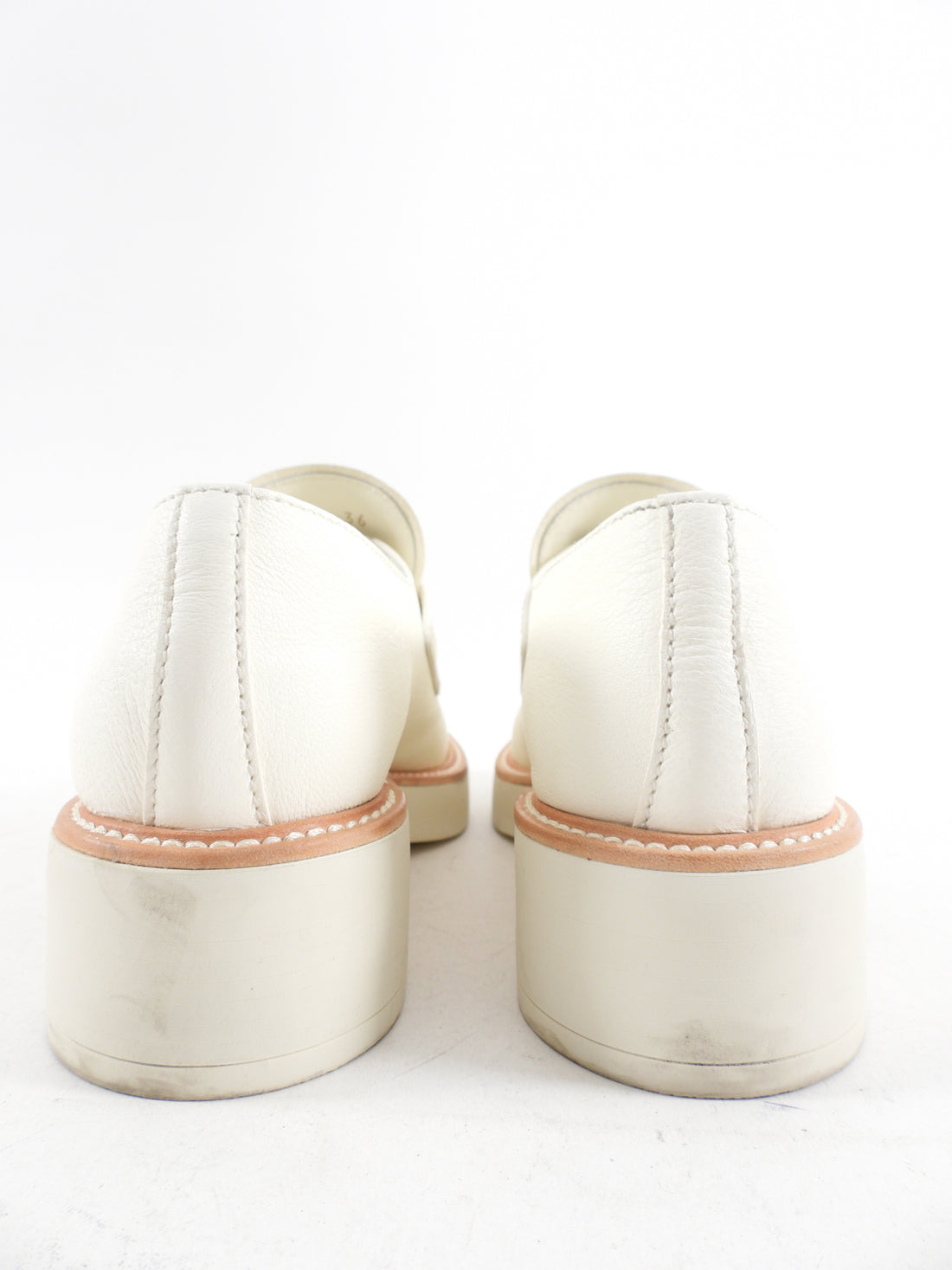 Prada Milk White Matte Leather Triangle Logo Loafers - 36 (fits like EU37)