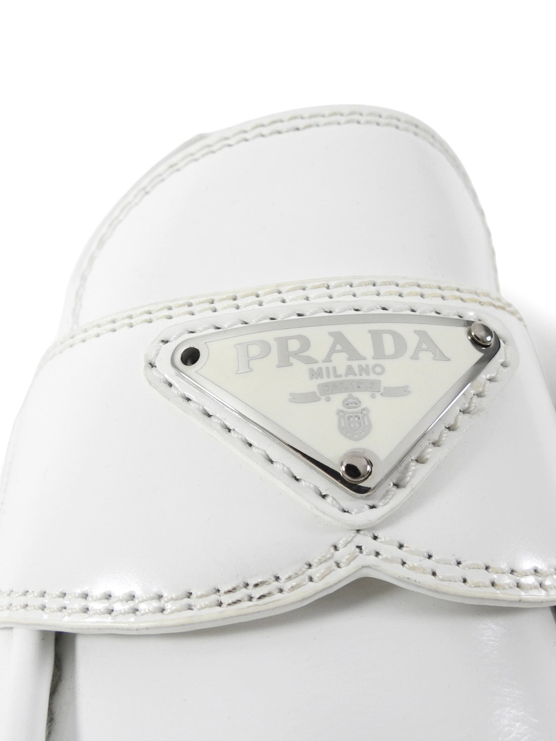 Prada White Pointed Monolith Platform Loafers - 38