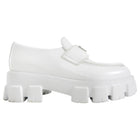 Prada White Pointed Monolith Platform Loafers - 38