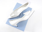 Prada White Brushed Leather Floral Applique Pumps - 42