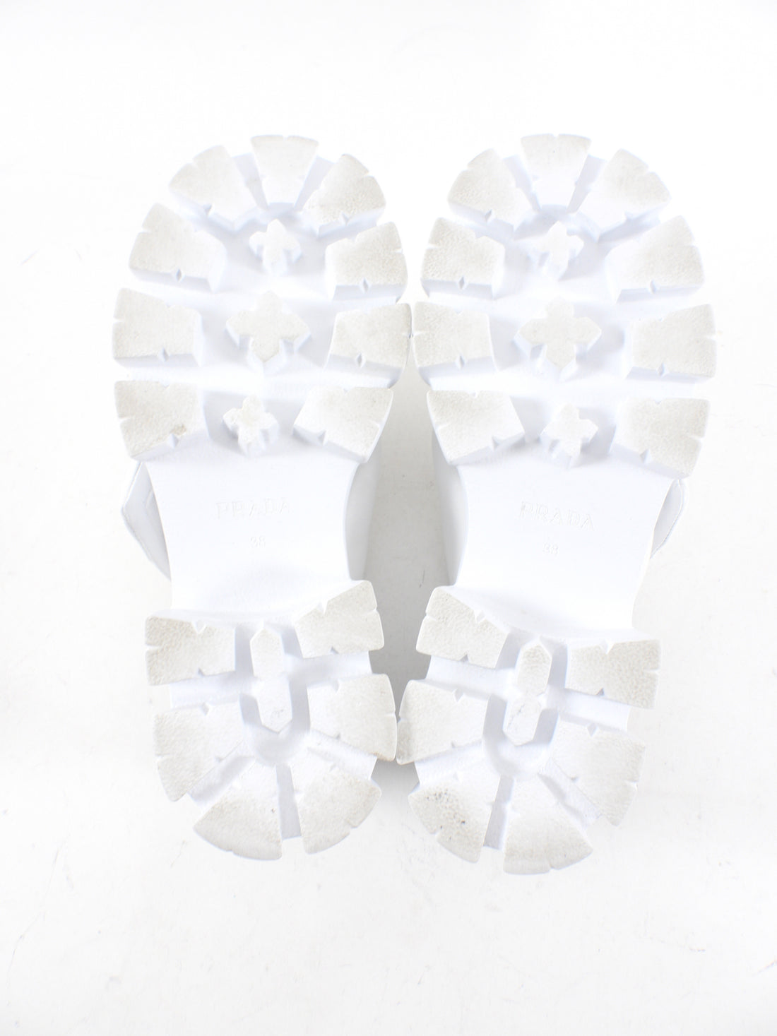 Prada White Nappa Leather Padded Monolith Sandals - 38