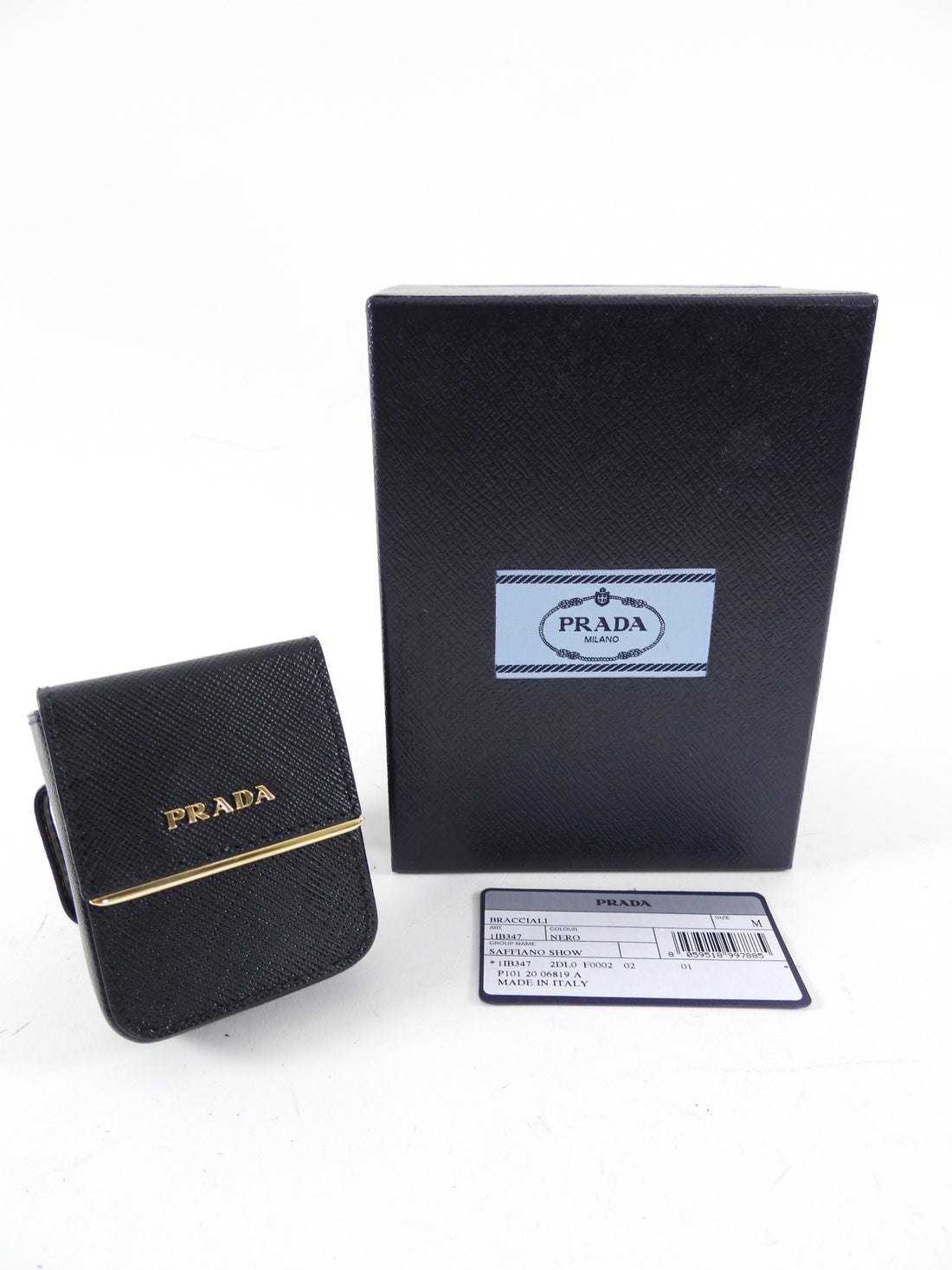 Prada Black Saffiano Pouch Bracelet - Aipod Holder