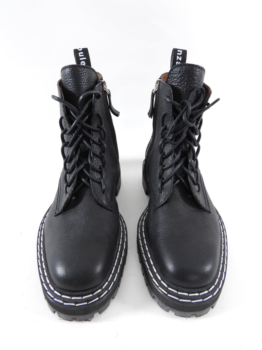 Proenza Schouler Black Leather Combat Boots - 40