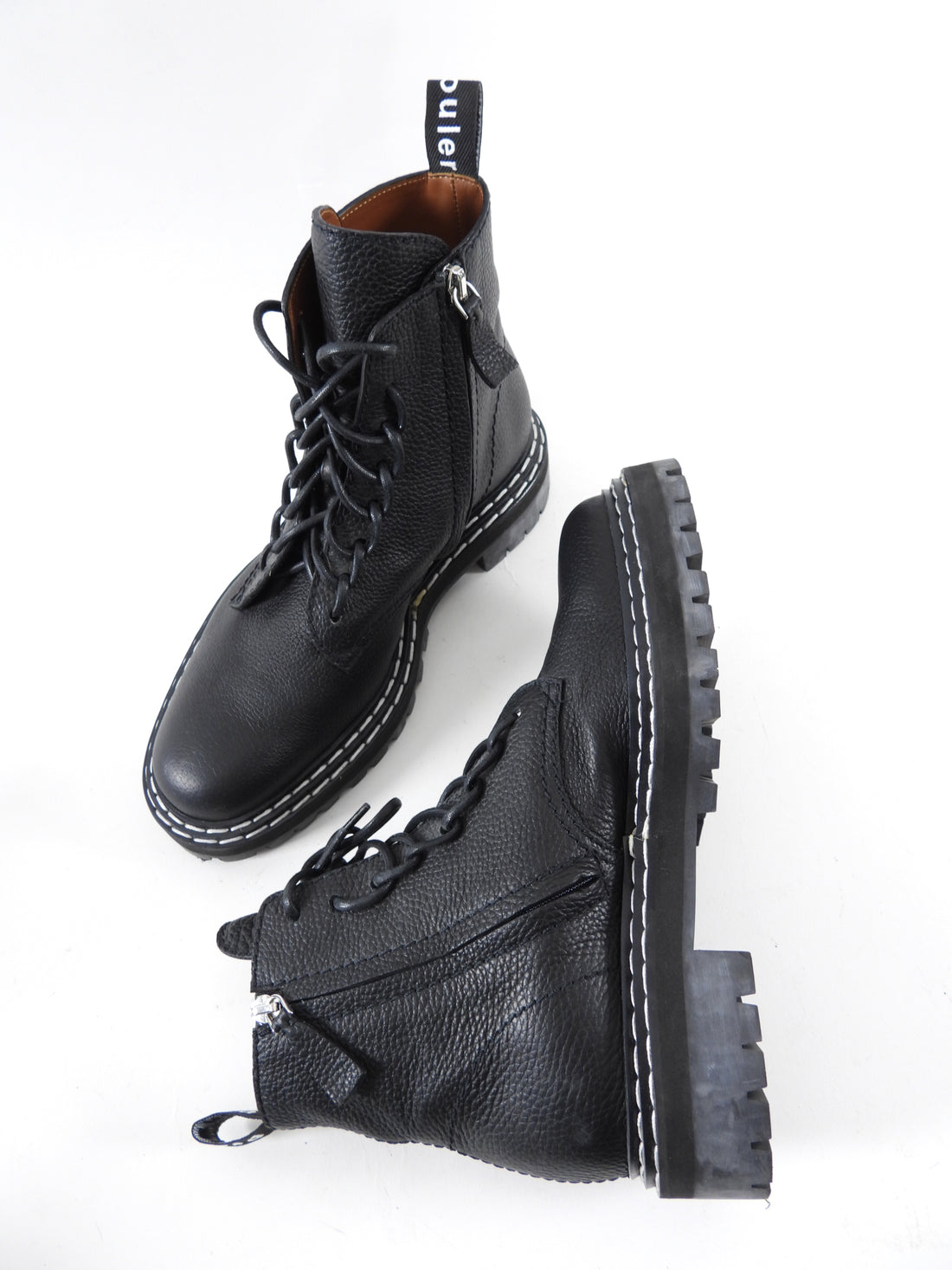 Proenza Schouler Black Leather Combat Boots - 40