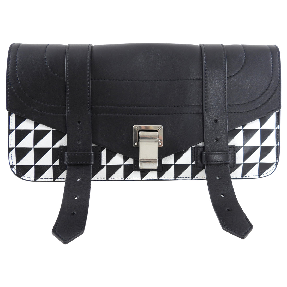 Proenza Schouler Black and White Geo Clutch Bag