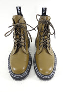 Proenza Schouler Olive Green Leather Ankle Combat Boot - 36