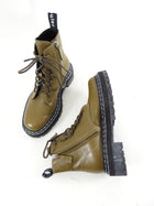 Proenza Schouler Olive Green Leather Ankle Combat Boot - 36