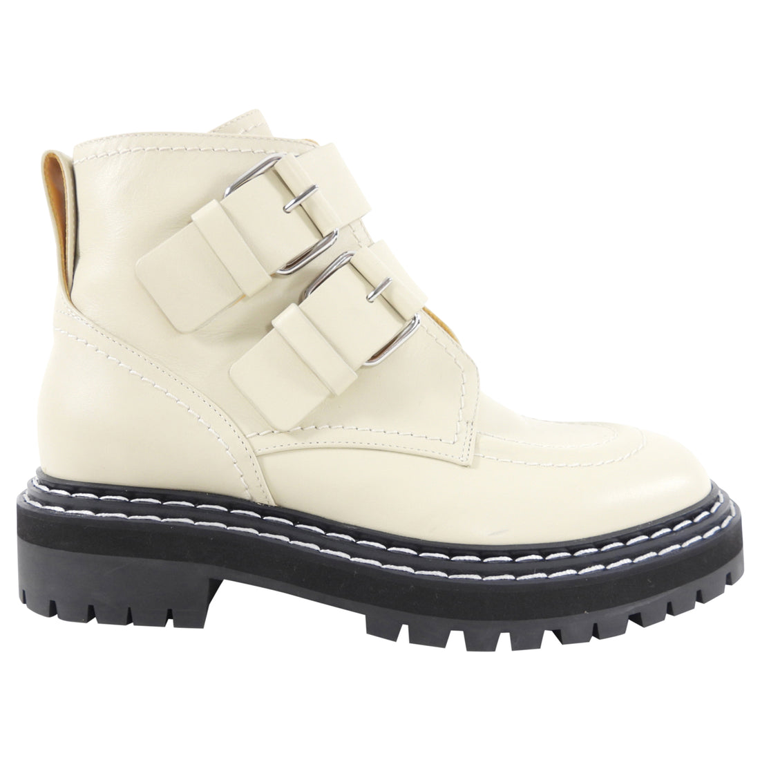 Proenza Schouler ivory Leather Buckle Combat Boots - 39