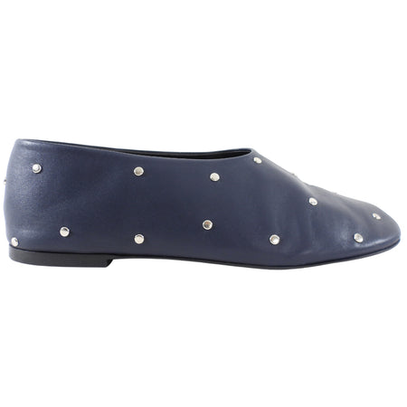 Proenza Schouler Navy Stud Leather Flats - 37