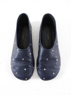 Proenza Schouler Navy Stud Leather Flats - 37
