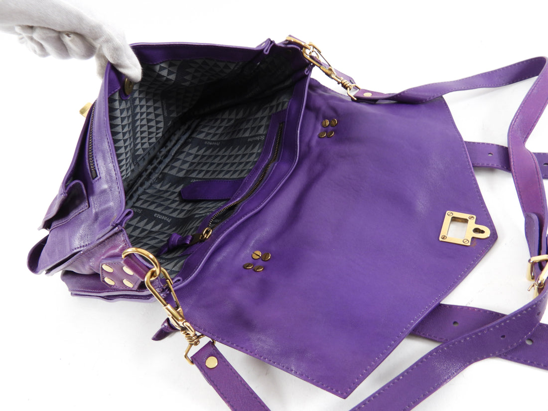 Proenza Schouler PS1 Purple Leather Satchel Messenger Bag