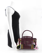 Pucci Burgundy Leather and Swirl Print Shoulder Bag