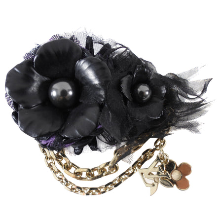 Louis Vuitton Vintage Fall 2005 Black and Purple Flower Brooch