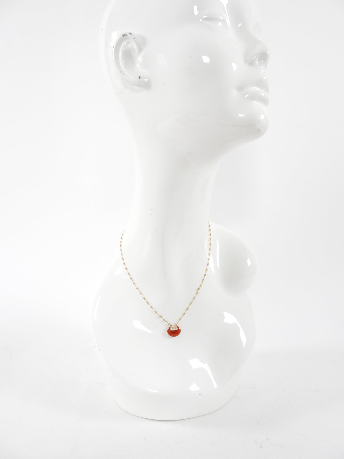 Qeelin Yu Yi Small 18k Rose Gold Diamond Red Agate Necklace