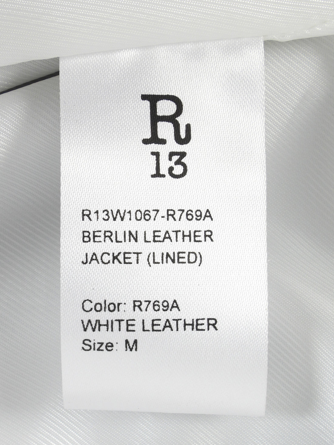 R13 White Lambskin Berlin Leather Jacket - M