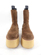 R13 Brown Suede Double Stack Chelsea Platform Boot - 37