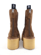 R13 Brown Suede Double Stack Chelsea Platform Boot - 37