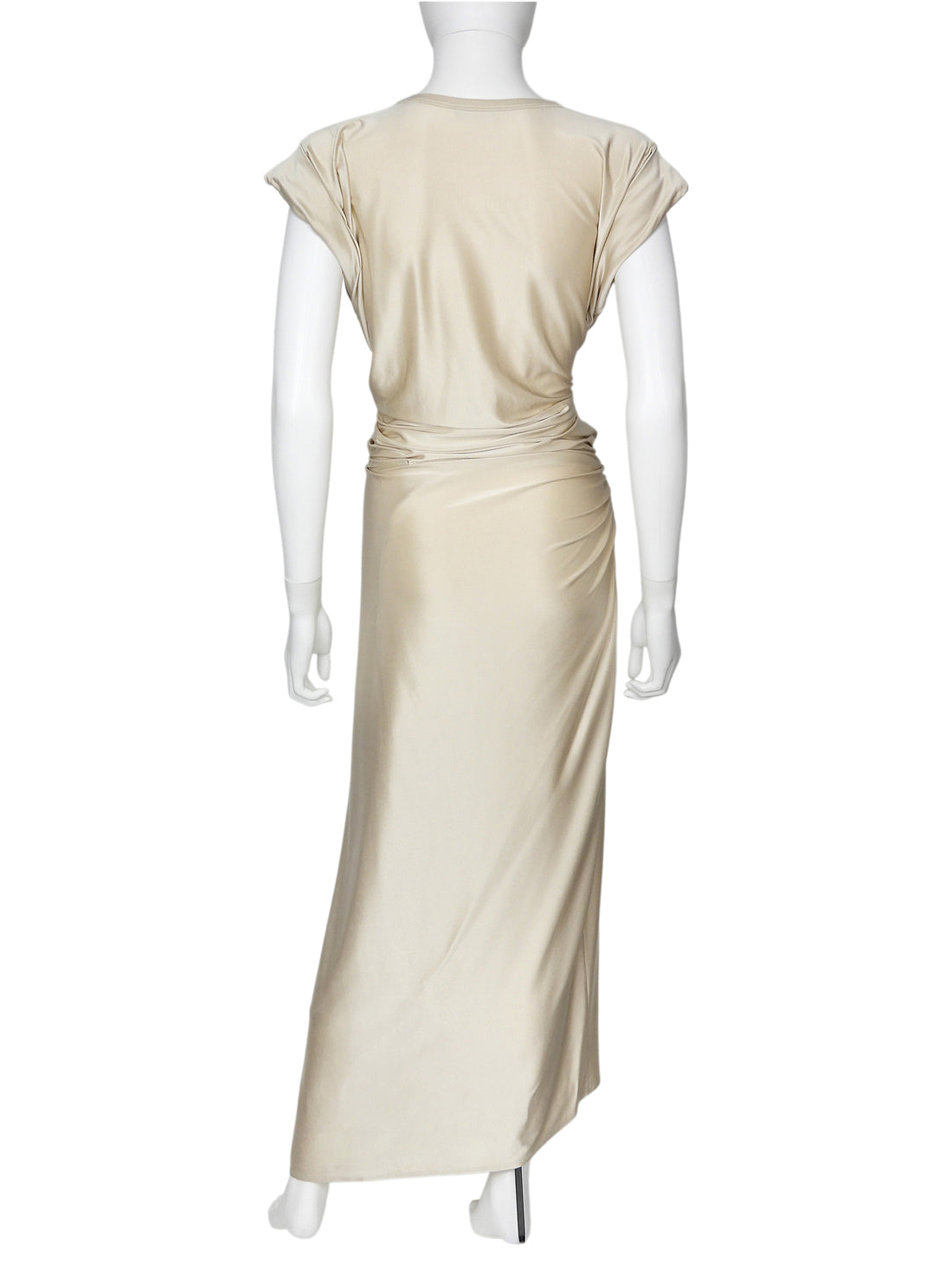 Rabanne Light Beige Pierce Jersey Long Wrap Gown - 38 FR