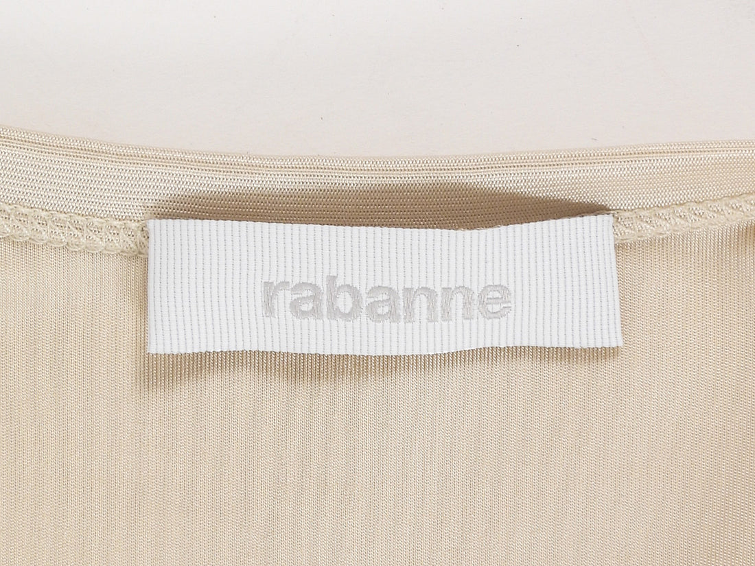 Rabanne Light Beige Pierce Jersey Long Wrap Gown - 38 FR