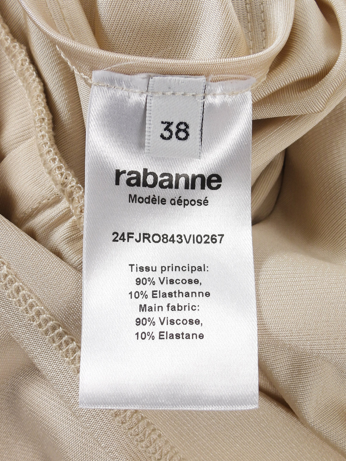 Rabanne Light Beige Pierce Jersey Long Wrap Gown - 38 FR