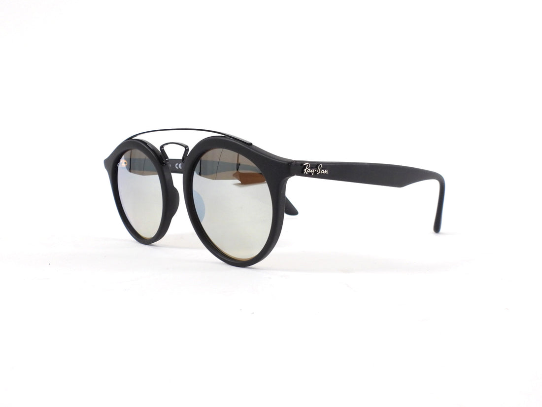 Ray Ban RB 4256 Matte Black Metal Round Double Bridge Gatsby Sunglasses - L