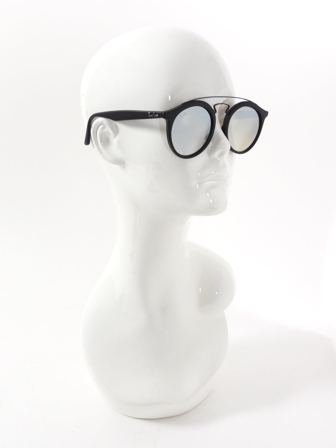 Ray Ban RB 4256 Matte Black Metal Round Double Bridge Gatsby Sunglasses - L