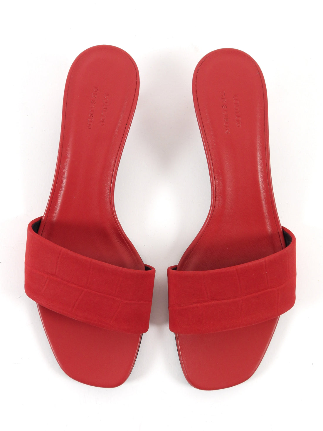 Loulou de Saison Red Sarafina Kitten Mule Heel Sandals - 37