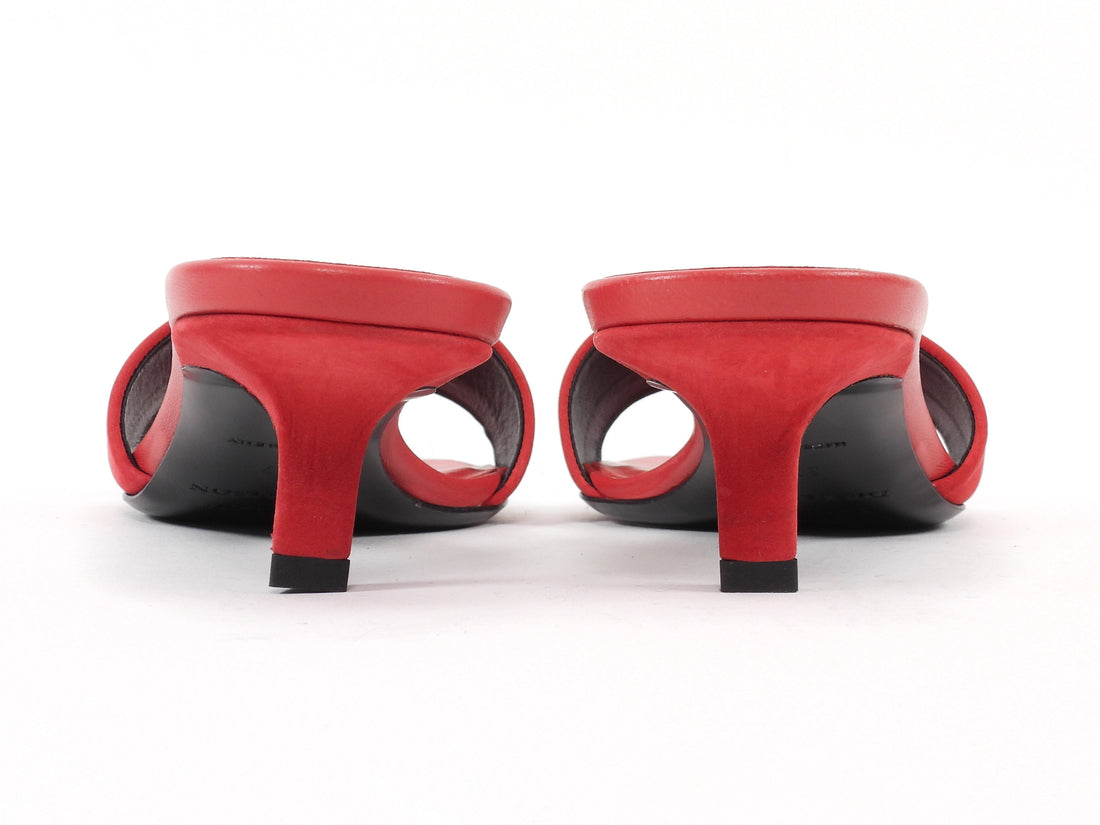 Loulou de Saison Red Sarafina Kitten Mule Heel Sandals - 37