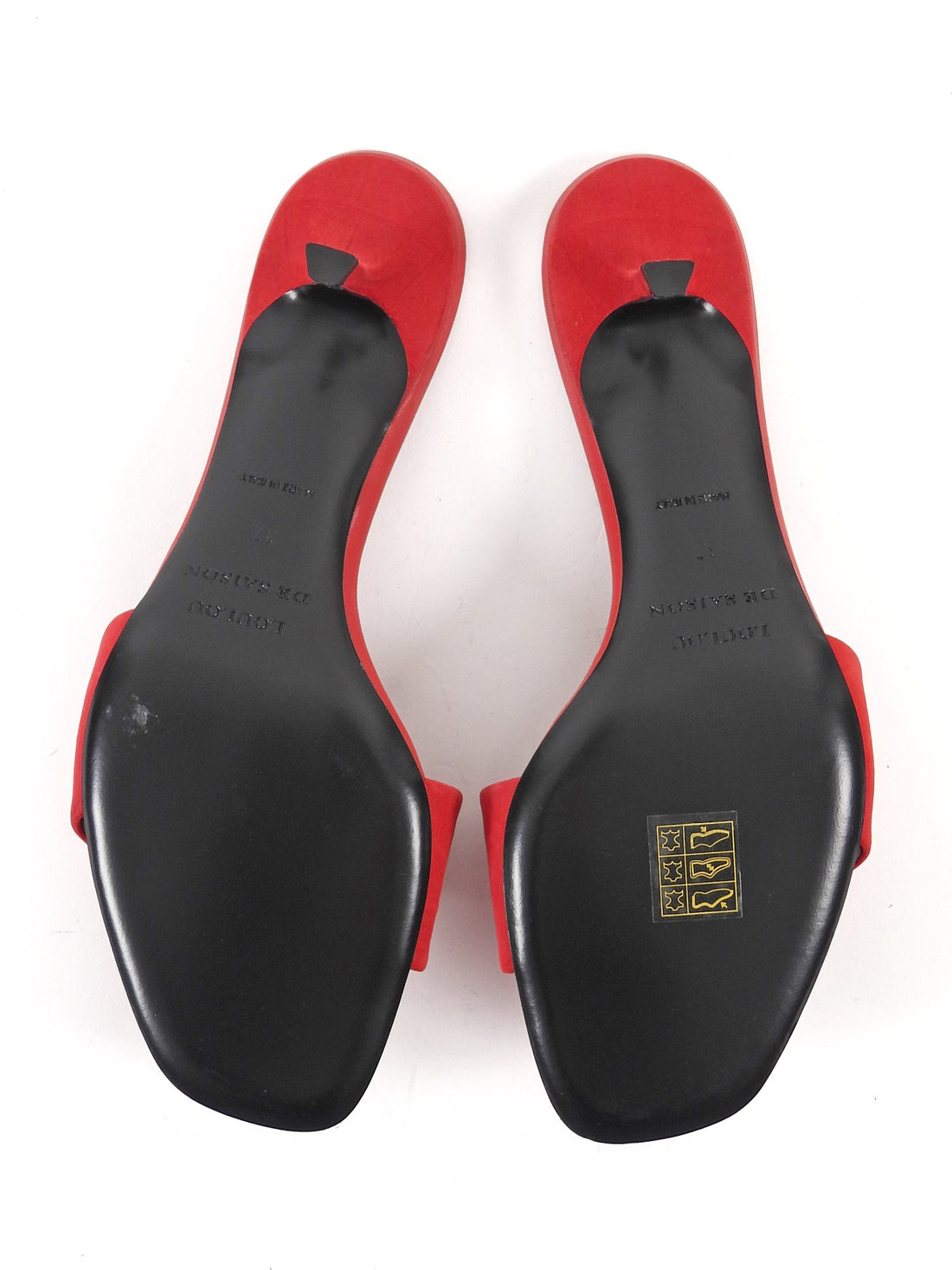 Loulou de Saison Red Sarafina Kitten Mule Heel Sandals - 37