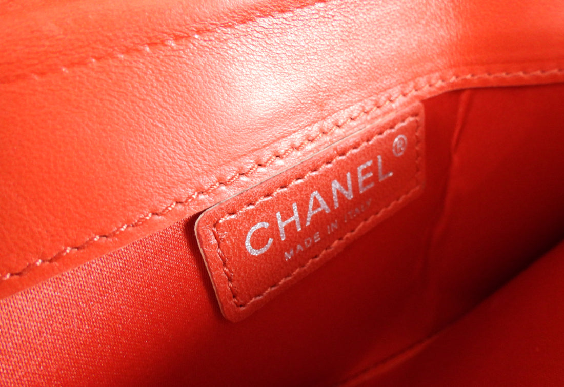 Chanel Red Lambskin Quilted Leather East West Accordion Wallet on Chain Bag