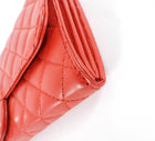 Chanel Red Lambskin Quilted Leather East West Accordion Wallet on Chain Bag