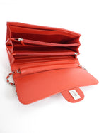 Chanel Red Lambskin Quilted Leather East West Accordion Wallet on Chain Bag