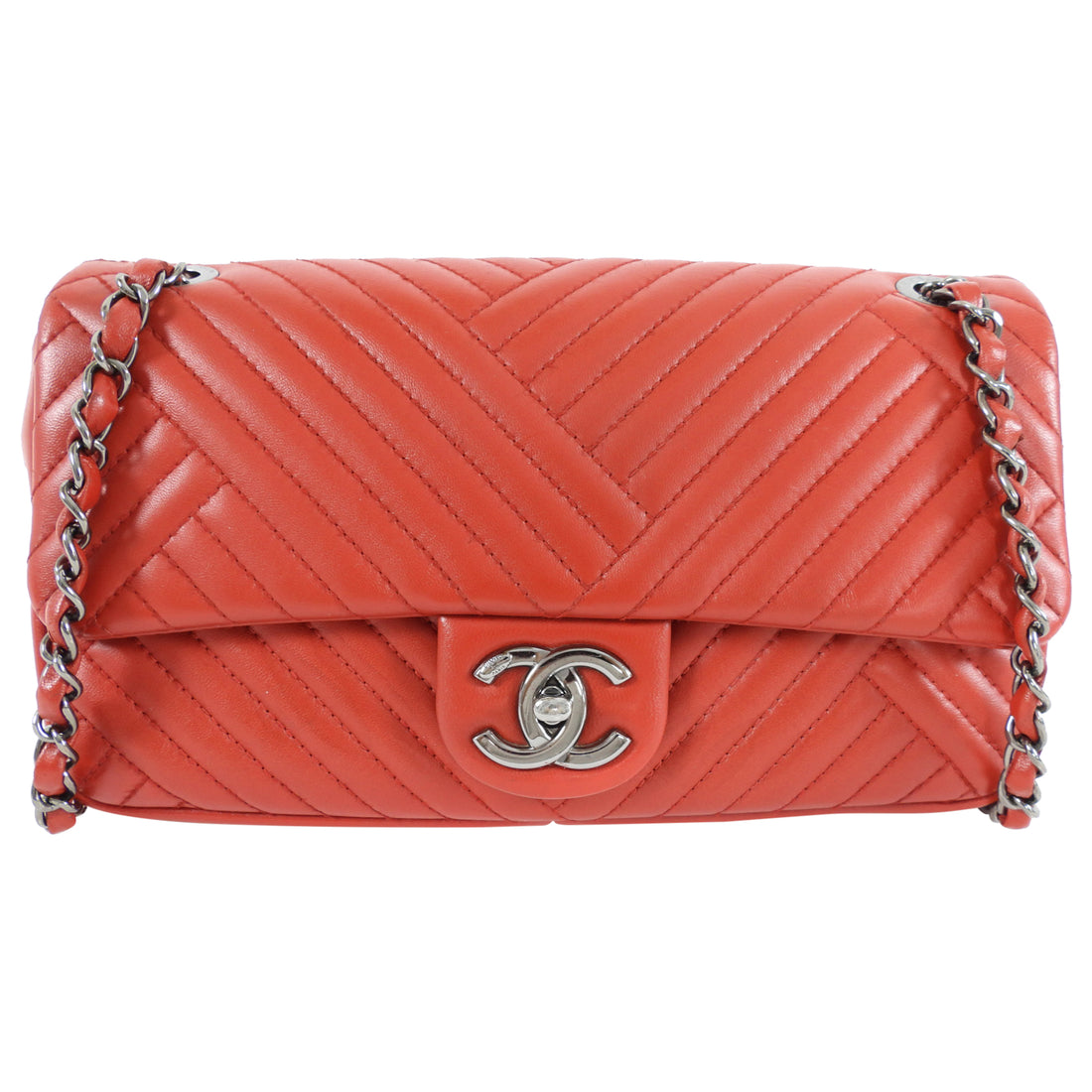 Chanel Red Leather Quilted Medium Crossing Flap Bag