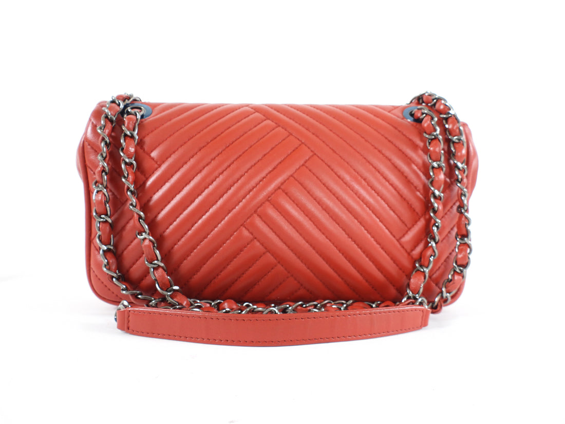 Chanel Red Leather Quilted Medium Crossing Flap Bag