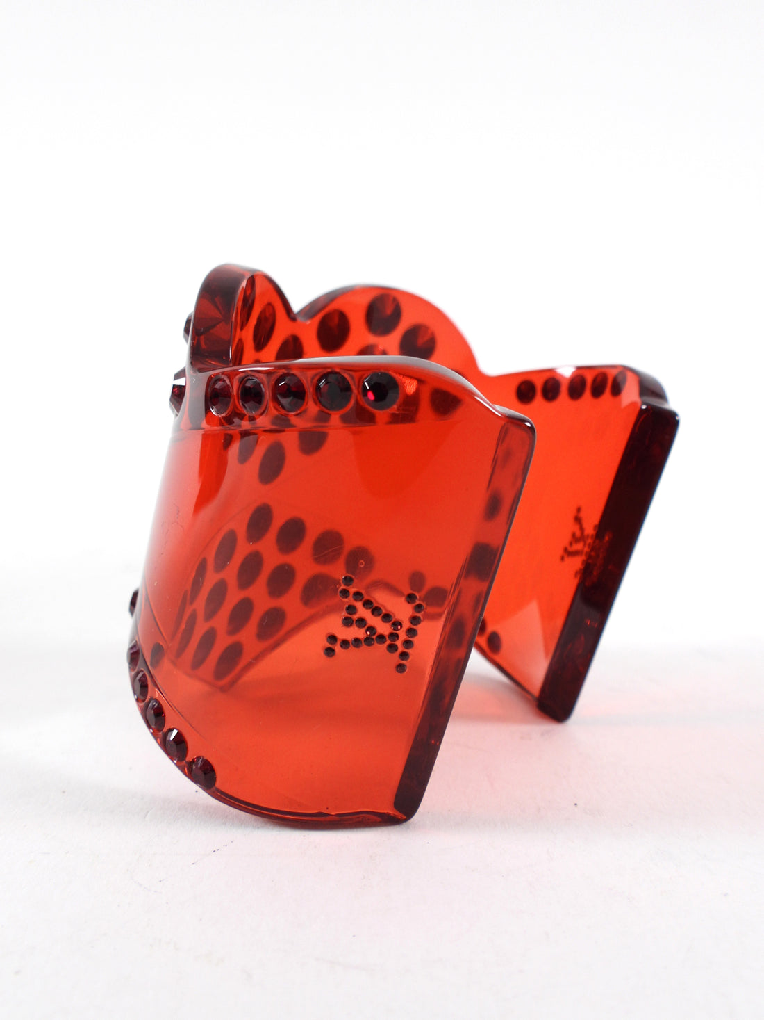 Louis Vuitton Red Acrylic Resin Crystal Studded Heart Cuff Bracelet