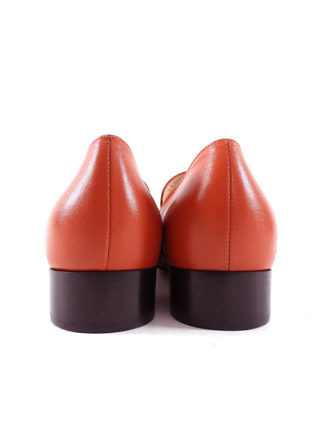 Gucci Marmont Rust Leather Block Heel Loafers - 37.5