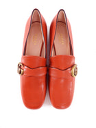 Gucci Marmont Rust Leather Block Heel Loafers - 37.5