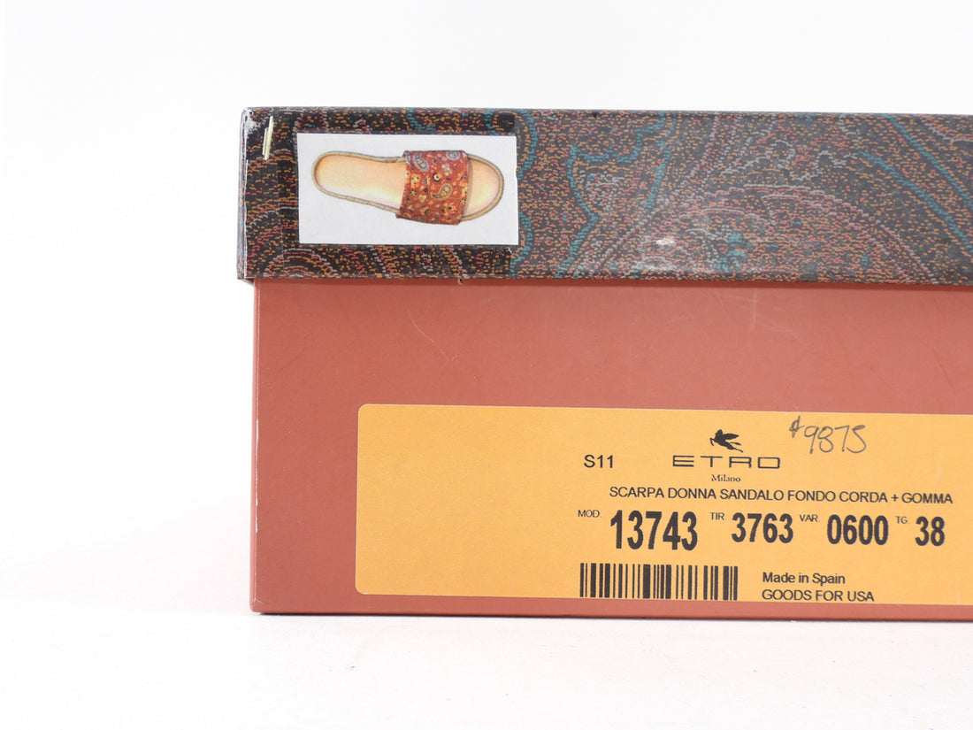 Etro Red Fabric Paisley Flat Espadrille Sandals - USA 8