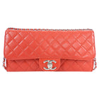 Chanel Red Lambskin Quilted Leather East West Accordion Wallet on Chain Bag