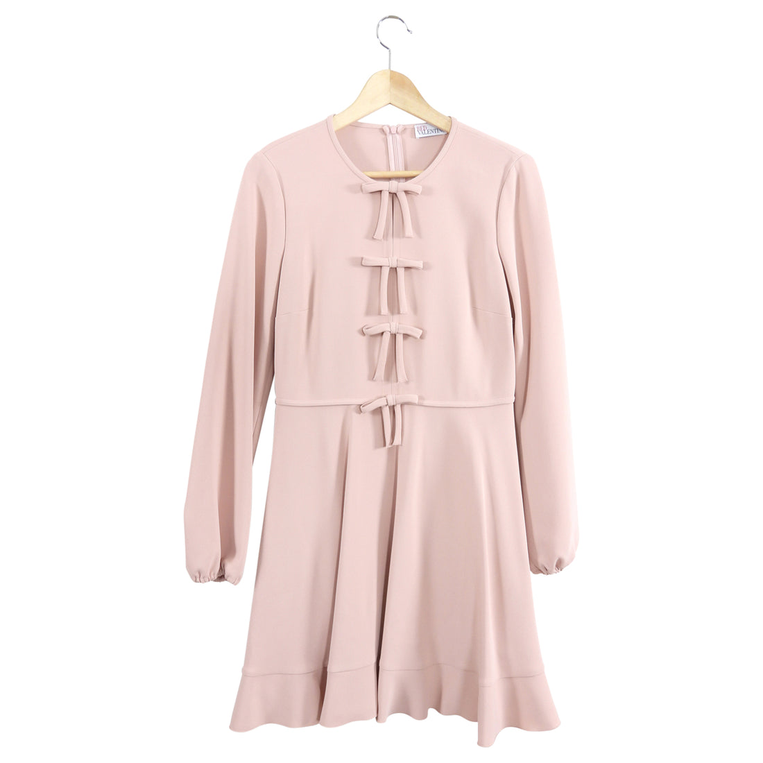 valentino pink dress with bows VALENTINO GARAVANI Bow-Detailed Embellished Midi Dress