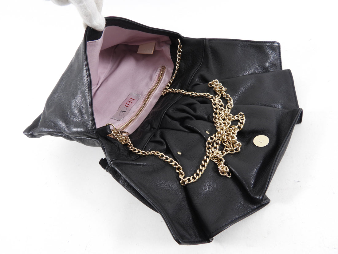 Red Valentino Black Leather Bow Detail Chain Bag