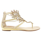 Rene Caovilla Gold Karung Crystal Jewelled Thong Sandals - 37