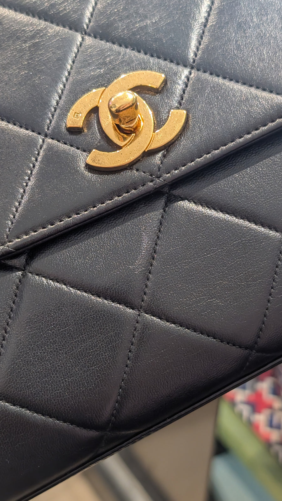 Chanel Vintage 1994 Black Leather Medium Kelly Top Handle Flap Bag