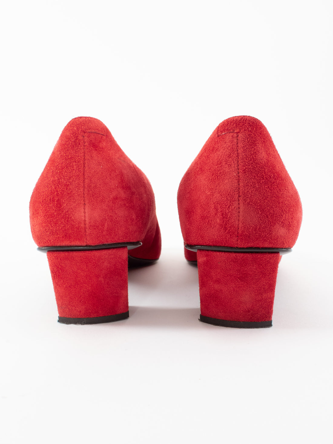Roger Vivier Red Suede Belle Vivier Mini Chain Trim Block Heel Pumps - 37